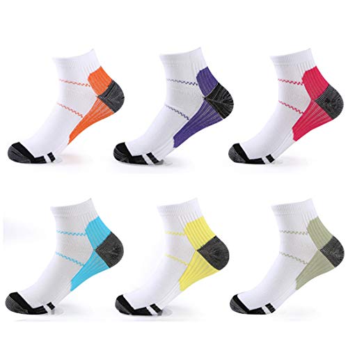 Simoda 6 Paar Kompressionssocken,Sportsocken,Plantarfasziitis, Fußgewölbeunterstützung,Laufen,Fitnessstudio,Kompressionssocken für Männer und Frauen (Farbe #1, S/M) von Simoda