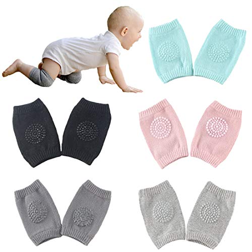 Simoda Knieschoner Baby Krabbeln 5 Paar Baby Knieschützer mit Gummipunkte Verstellbare Anti Rutsch Krabbelhilfe Baumwolle Beinlinge Unisex Atmungsaktiv Elastische Socken von Simoda