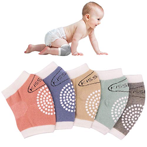 Simoda Knieschoner Baby Krabbeln 5 Paar Baby Knieschützer mit Gummipunkte Verstellbare Anti Rutsch Krabbelhilfe Baumwolle Beinlinge Unisex Atmungsaktiv Elastische Socken von Simoda