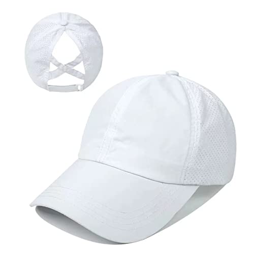 Simoda Baseball Cap Damen Pferdeschwanz Baseball Hut Mesh Schnell trocknender Basecap Sports Outdoor Sonnenschutz Sommer Baseball Kappe (Weiß) von Simoda