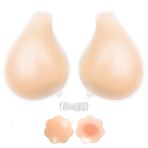 Simoda Klebe BH Push Up für Frauen Silikon Trägerlos Rückenfrei BH Unsichtbar Klebrig Lift BH mit Wiederverwendbare Nippel Abdeckungen (Large) von Simoda