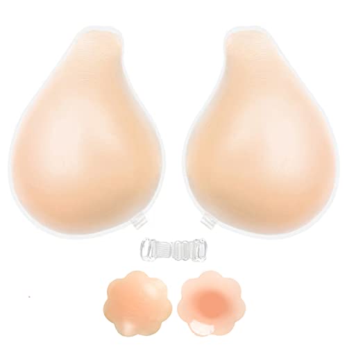Simoda Klebe BH Push Up für Frauen Silikon Trägerlos Rückenfrei BH Unsichtbar Klebrig Lift BH mit Wiederverwendbare Nippel Abdeckungen (XX-Large) von Simoda