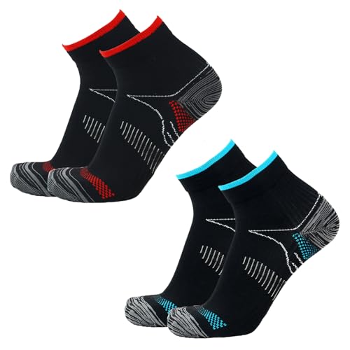 Simoda Kompressionssocken für Damen und Herren 2 Paar,Plantarfasziitis Fußgewölbeunterstützung Sportsocken Wandern Joggen Laufen Compression Socks (DE/NL/SE/PL, Alphanumerisch, S, Regular, Regular) von Simoda