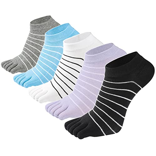 Zehensocken Damen Fünf Finger Socken Baumwolle Sneaker Socken Yoga Laufende Sportsocken 5 Paar von Simoda