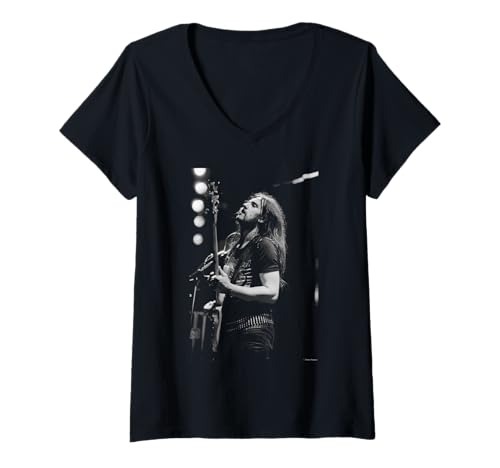 Damen Lemmy Kilmister Motorhead Live 1979 von Simon Fowler T-Shirt mit V-Ausschnitt Damen Lemmy Kilmister Motorhead Live 1979 von Simon Fowler T-Shirt mit V-Ausschnitt von Simon Fowler Photography