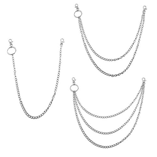3 Stück Hosenkette, Pants Chain Waist, Mode Hip Hop Gothic Punk Hose Kette, für Jeans Pant Belt Wallet und Keys (Silber) von Simon Lee Woodham
