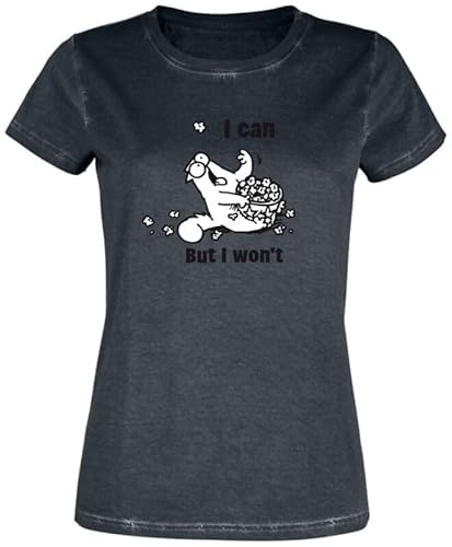 Simon's Cat I Can - But I Won`t Frauen T-Shirt schwarz M von Simon's Cat