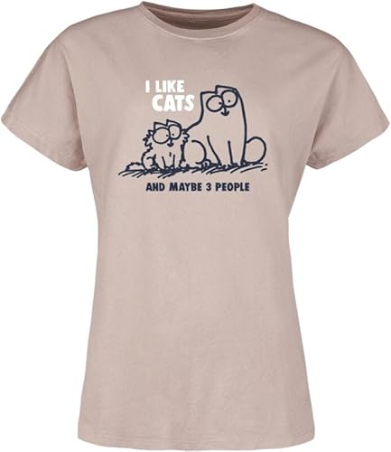 Simon's Cat I Like Cats and Maybe 3 People Frauen T-Shirt Altrosa 3XL von Simon's Cat