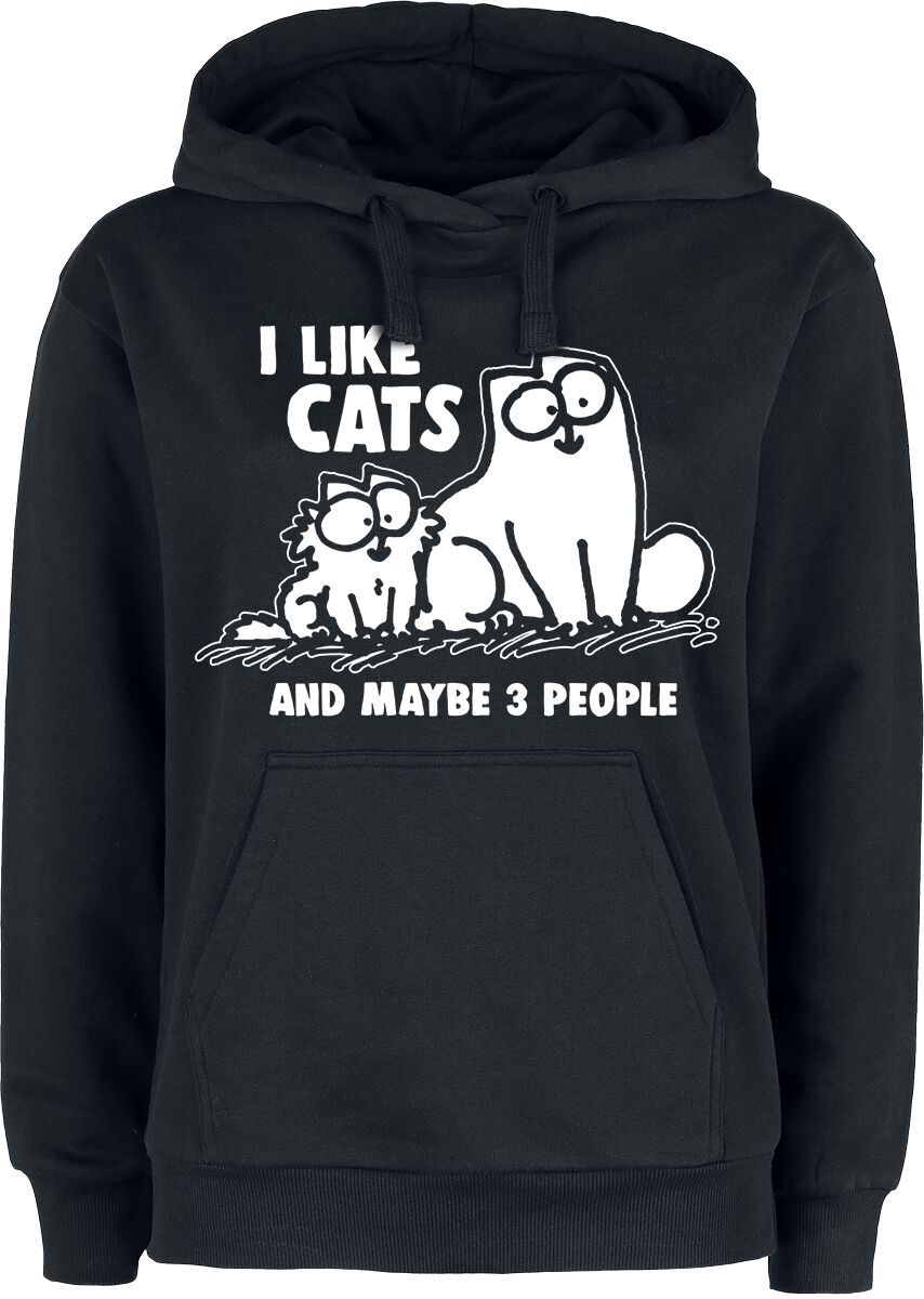 Simon's Cat Kapuzenpullover - I Like Cats And Maybe 3 People - M bis 3XL - für Damen - Größe L - schwarz  - EMP exklusives Merchandise! von Simon's Cat