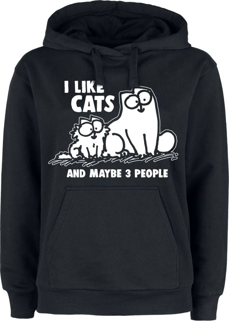 Simon's Cat Kapuzenpullover - I Like Cats And Maybe 3 People - S bis 3XL - für Damen - Größe XXL - schwarz  - EMP exklusives Merchandise! von Simon's Cat