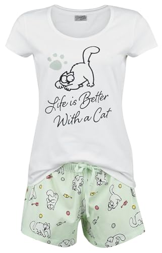 Simon's Cat Life is Better with A Cat. Frauen Schlafanzug Multicolor S von Simon's Cat