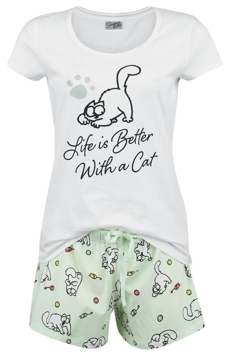 Simon's Cat Schlafanzug - Life Is Better With A Cat. - S bis 3XL - für Damen - Größe S - multicolor  - EMP exklusives Merchandise! von Simon's Cat