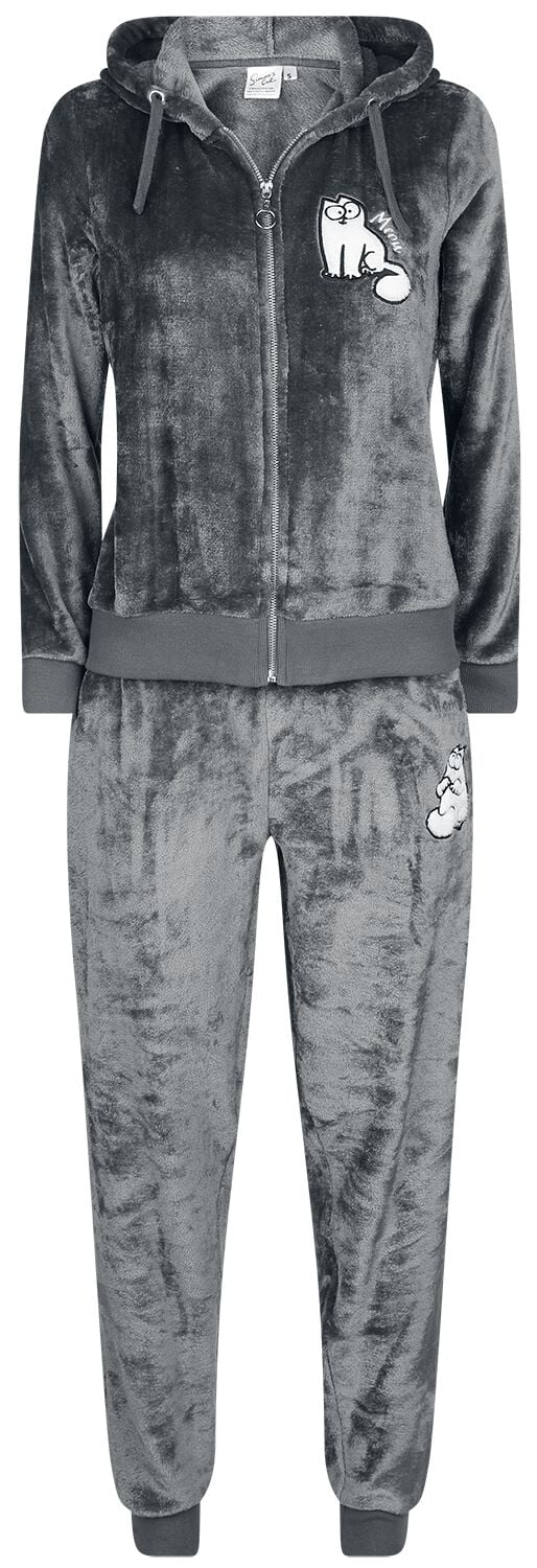 Simon's Cat Schlafanzug - Simon`s Cat Meow - S bis XXL - für Damen - Größe S - grau  - EMP exklusives Merchandise! von Simon's Cat