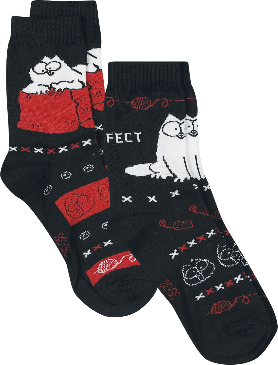 Simon's Cat Socken - Simon´s Cat- 2er Set - EU35-38 bis EU39-42 - Größe EU 35-38 - multicolor  - EMP exklusives Merchandise! von Simon's Cat