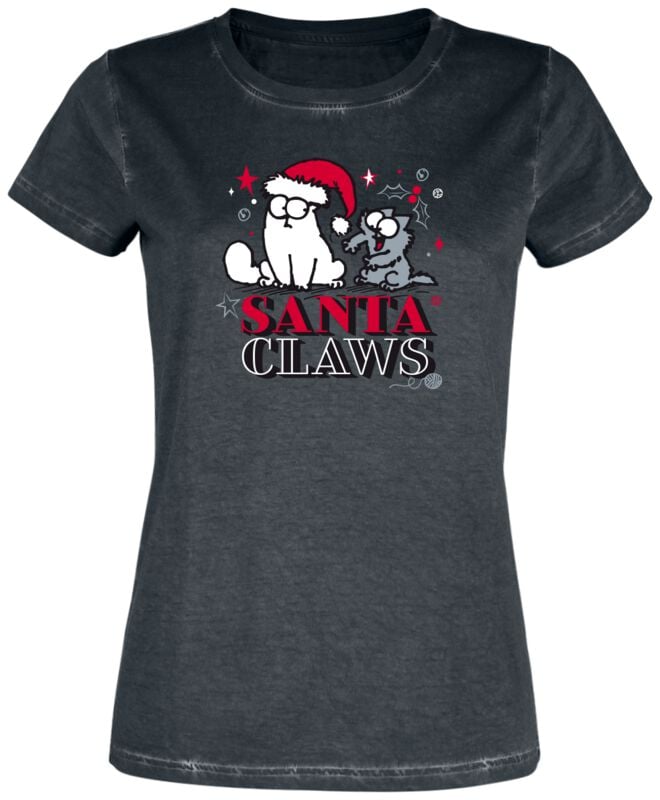 Simon's Cat T-Shirt - Santa Claws - S bis 3XL - für Damen - Größe 3XL - schwarz  - EMP exklusives Merchandise! von Simon's Cat