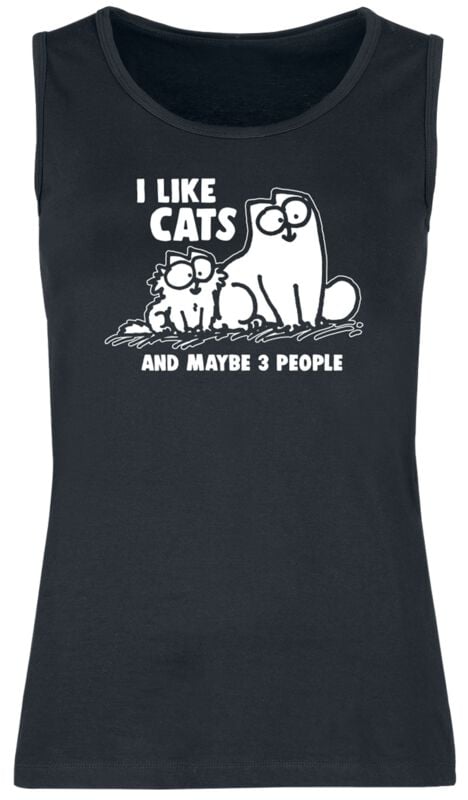 Simon's Cat Tank-Top - I Like Cats And Maybe 3 People - XL bis 3XL - für Damen - Größe 3XL - schwarz  - EMP exklusives Merchandise! von Simon's Cat