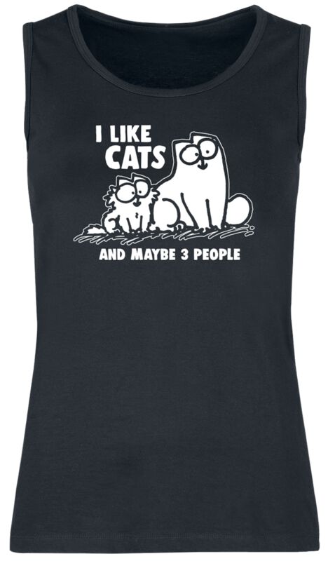 Simon's Cat Tank-Top - I Like Cats And Maybe 3 People - S bis 3XL - für Damen - Größe XXL - schwarz  - EMP exklusives Merchandise! von Simon's Cat