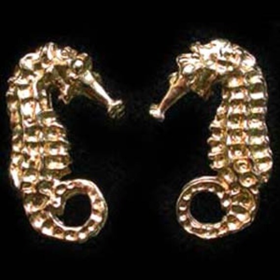 Seepferdchen Ohrstecker in 750 Gold Auf Sterling Silber von SimonKempJewellers