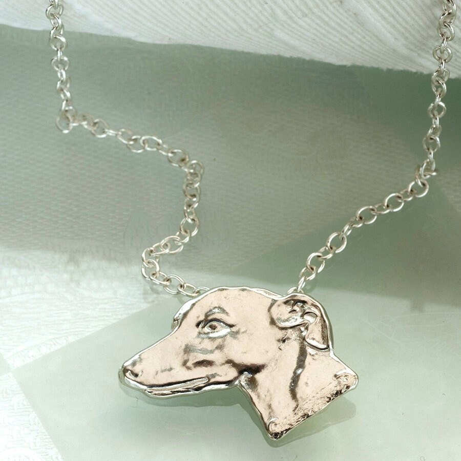 Windhundkopf Anhänger in Sterling Silber von SimonKempJewellers