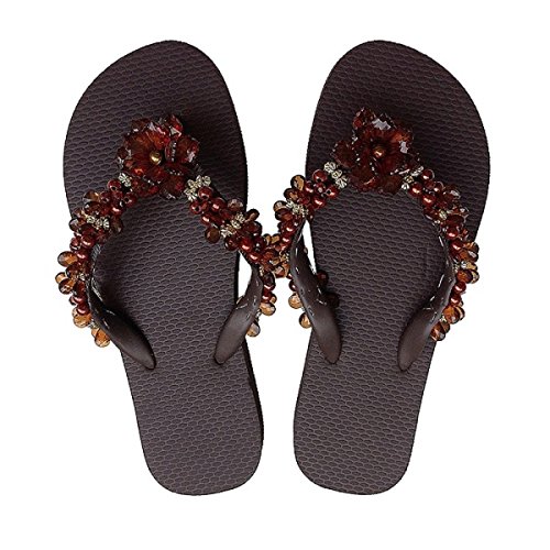 Designer Luxus Flip Flops-Chanclas Exclusivas by Simone Herrera-Flora Line-Lena-Riemchen Sandale Zehentrenner (39/40, marrón/braun) von Simone Herrera Chanclas Exclusivas Luxury Footwear