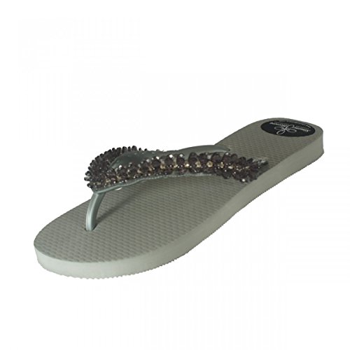 Designer Luxus Flip Flops-Chanclas Made by Simone Herrera-Luxury Footwear-Lisa-Riemchen Sandale Zehentrenner (39/40, Plata/Silber) von Simone Herrera Chanclas Exclusivas Luxury Footwear