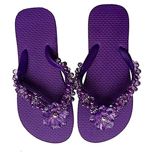 Designer Luxus Flip Flops-Chanclas Exclusivas by Simone Herrera-Flora Line-Lena-Riemchen Sandale Zehentrenner (37/38, lila/lila) von Simone Herrera Chanclas Exclusivas Luxury Footwear