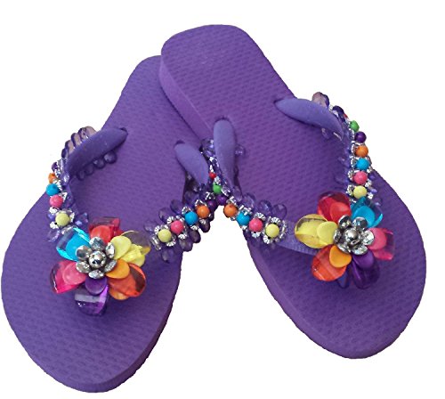 Designer Luxus Flip Flops-Chanclas Exclusivas by Simone Herrera-Floral Line-Laura-Riemchen Sandale Zehentrenner-Lila (39/40) von Simone Herrera Chanclas Exclusivas Luxury Footwear