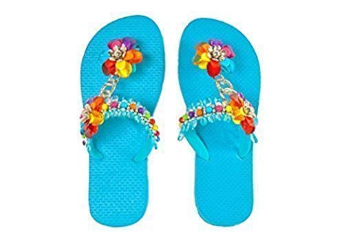 Designer Luxus Flip Flops-Chanclas Exclusivas by Simone Herrera-Glamourous Line-Estrella-Riemchen Sandale Zehentrenner (41/42, Turquesa/türkis) von Simone Herrera Chanclas Exclusivas Luxury Footwear