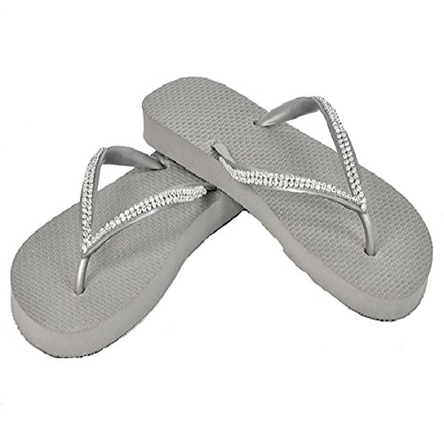 Designer Luxus Flip Flops-Chanclas by Simone Herrera-Slim Line-ROSA-Riemchen Sandale Zehentrenner (Plata/Silber, 37/38) von Simone Herrera Chanclas Exclusivas