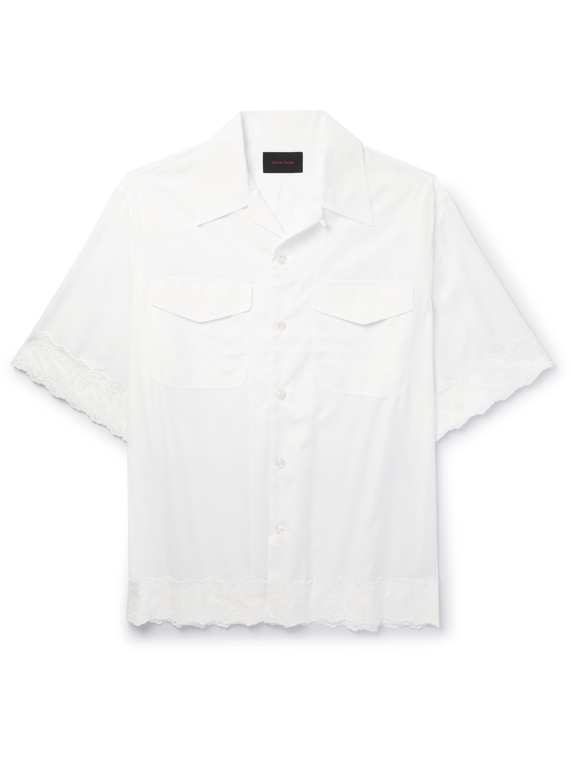 Simone Rocha - Convertible-Collar Broderie Anglaise Cotton-Poplin Shirt - Men - White - XL von Simone Rocha