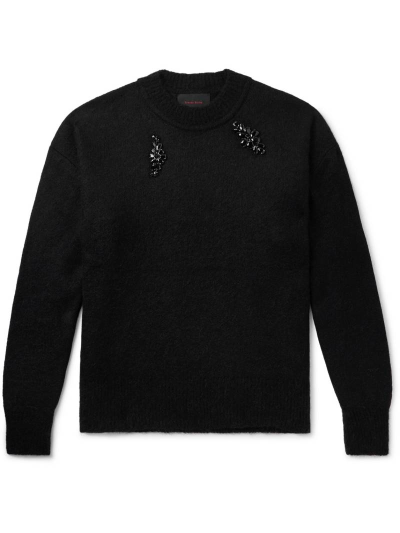 Simone Rocha - Crystal-Embellished Textured-Knit Sweater - Men - Black - L von Simone Rocha