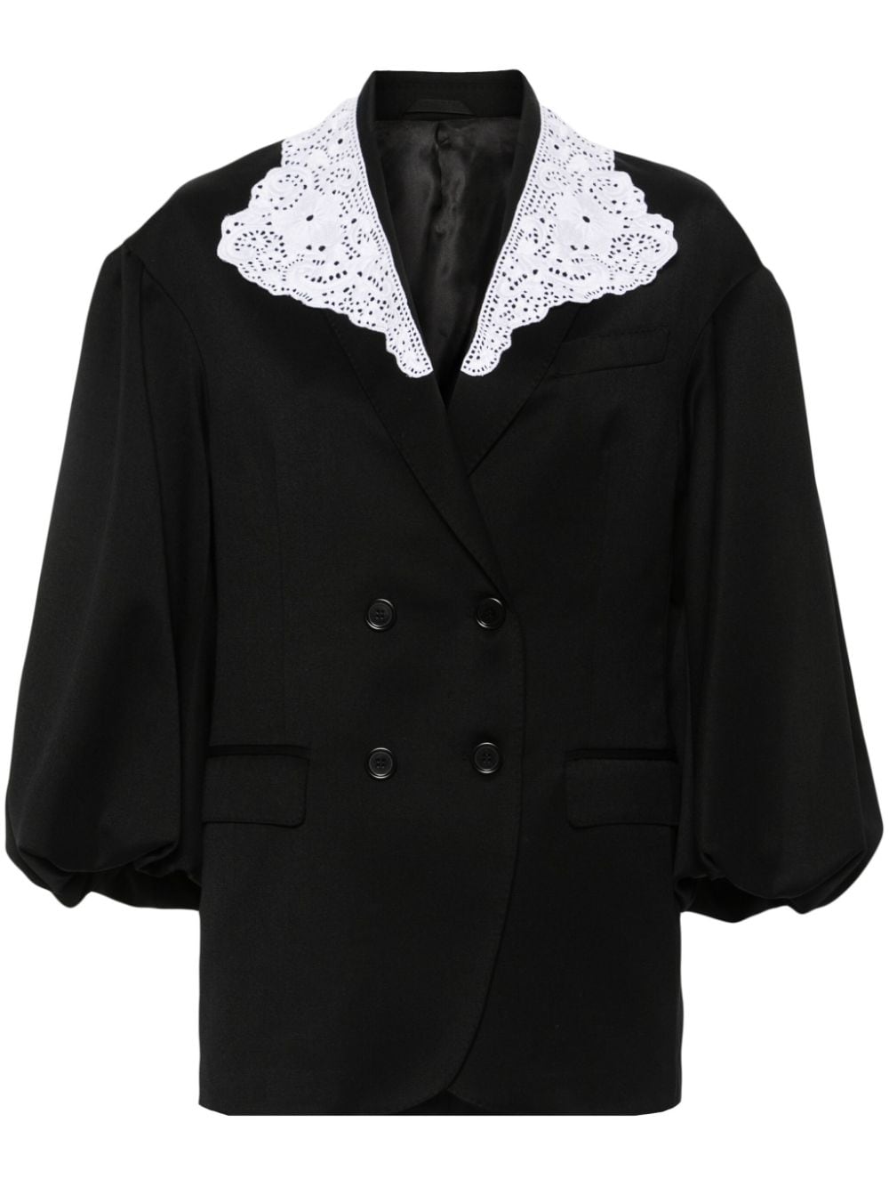 Simone Rocha Doppelreihiger Blazer mit Spitzenapplikation - Schwarz von Simone Rocha