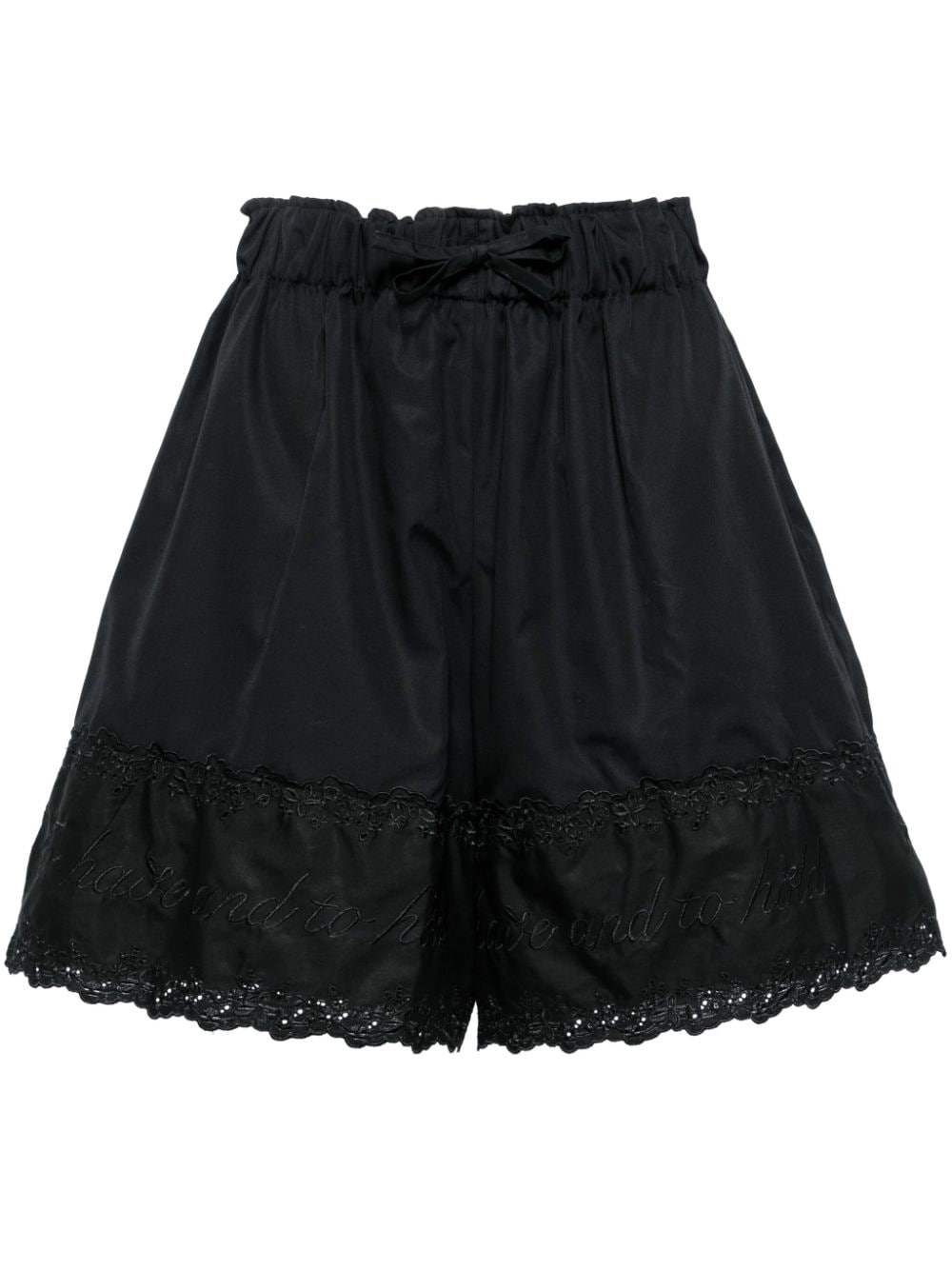 Simone Rocha Kordelzug-Shorts mit Lochstickerei - Schwarz von Simone Rocha