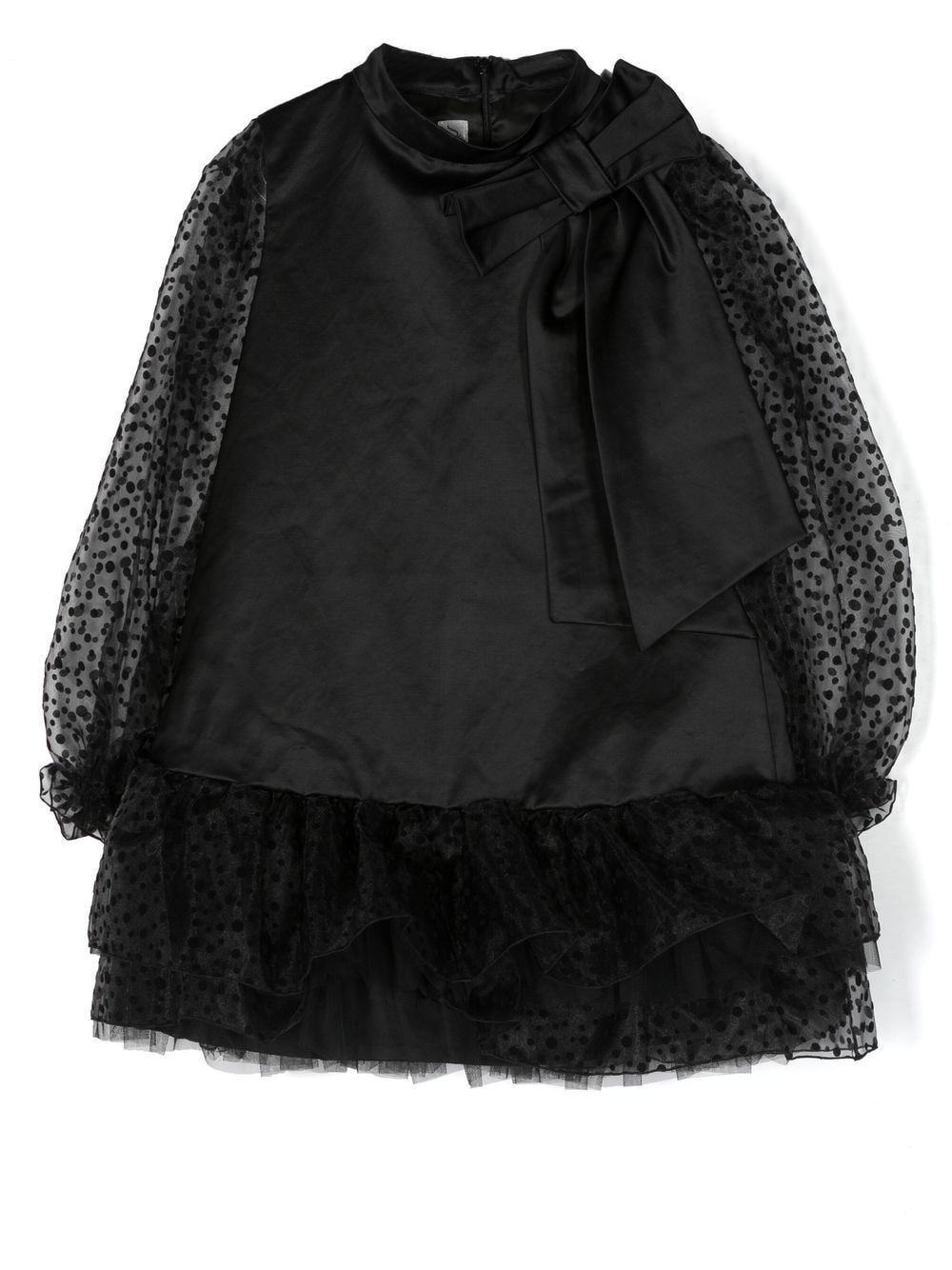 Simonetta Gerüschtes Kleid mit Schleife - Schwarz von Simonetta