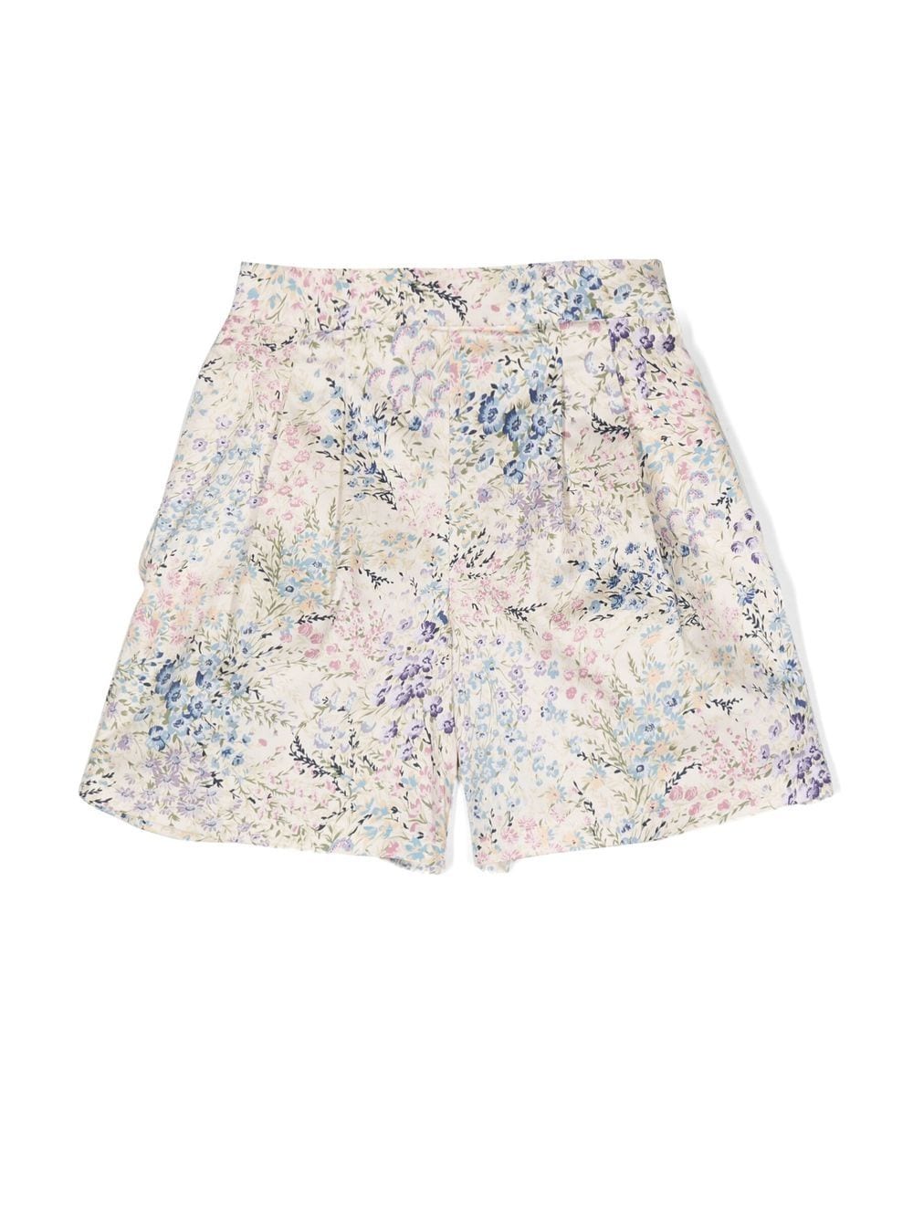 Simonetta Bundfaltenshorts mit Blumen-Print - Nude von Simonetta