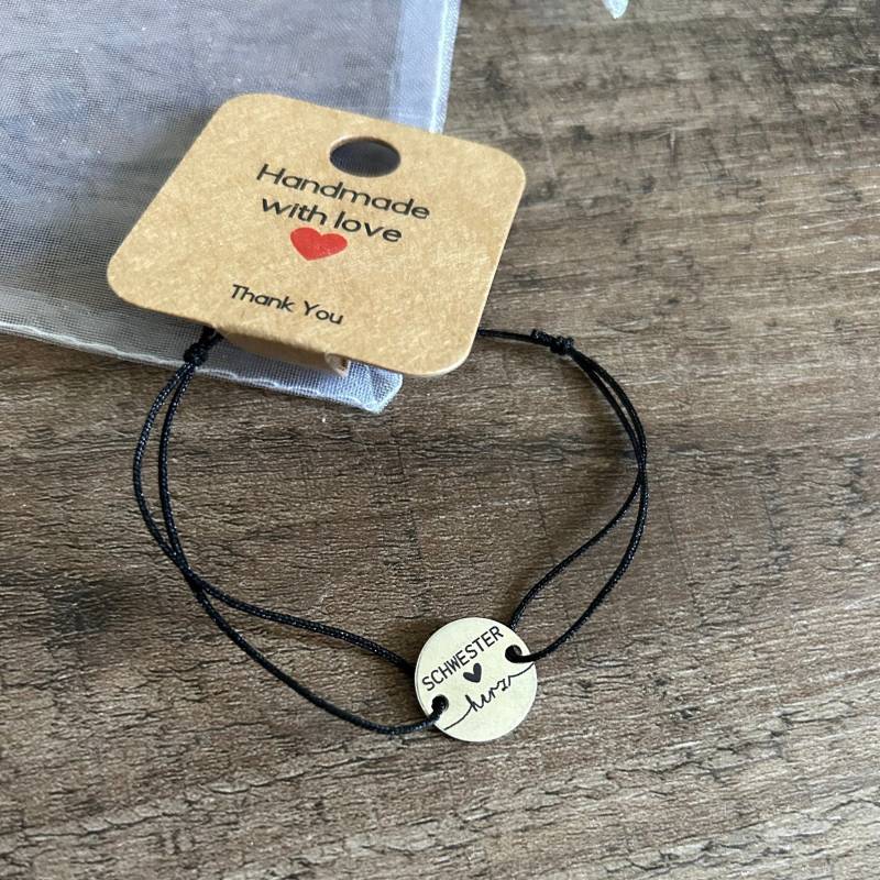 Armband "Schwester"/Gravur Freundschaft Geburt Familie Personalisierbar von Simoneys