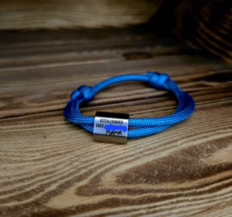 Surferband "Notfallarmband" Graviert Für Kinder/Mädchen Jungen Armband Segeltau Mit Gravur Geschenk Schule von Simoneys
