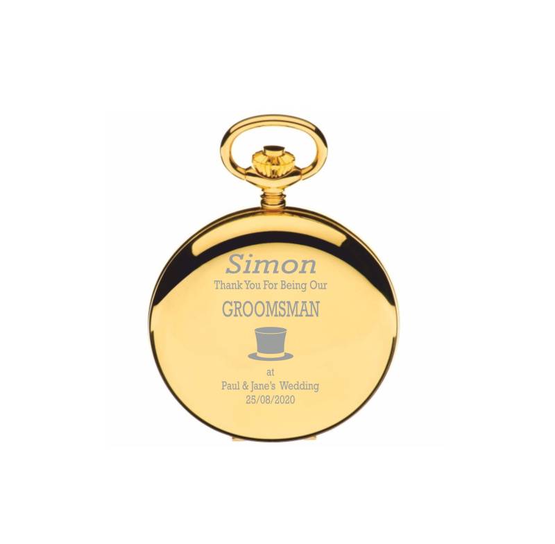 Personalisierte Hochzeit Groomsman Top Hat Design Gold Taschenuhr Mit Kette in Einem Samtbeutel Pwg272 Personalisierte Hochzeit Groomsman Top Hat Design Gold Taschenuhr Mit Kette in Einem Samtbeutel Pwg272 von SimonsGifts4u