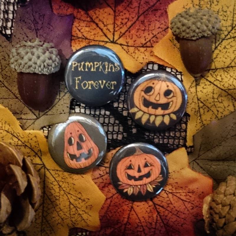 Pumpkins Forever Buttons Set - 4Er Pack Halloween Kürbis Kopf 25 Mm 1" Button Pin Badges Kind Pumpkin Mom Pops von SimonsNest