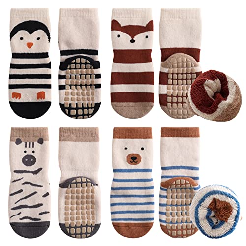 Simpeak Socken Baby, ABS Socken Baby Anti Rutsch, Rutschfeste Babysocken Junge Mädchen, Stoppersocken Baby 36-60 Monate, Dicker Herbstwinter, L von Simpeak