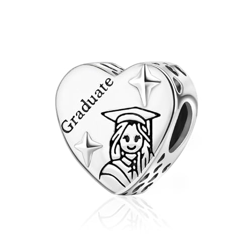 Simphman 2025 Graduation 925 Sterling Silber Charms Dangles für Armbänder und Halsketten Herz Graduation Schmuck Geschenk für Frauen Mädchen Familie und Freunde von Simphman