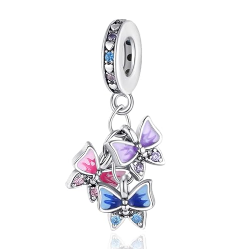 Simphman 925 Sterling Silber Charm Anhänger für Europäischen Armbänder und Halsketten Beautiful Butterflies Dangle Charm Geburtstag Schmuck Geschenk für Damen Frauen von Simphman