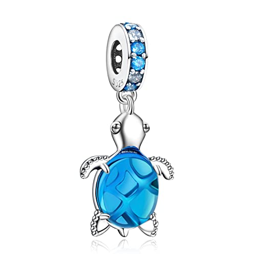 Simphman 925 Sterling Silber Charm Anhänger für Europäischen Armbänder und Halsketten Blue Turtle Dangle Charm Geburtstag Schmuck Geschenk für Damen Frauen von Simphman