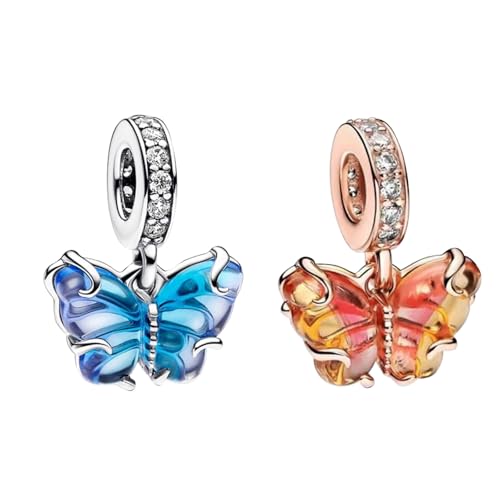 Simphman 925 Sterling Silber Charm Anhänger für Europäischen Armbänder und Halsketten Butterfly Set Dangle Charm Geburtstag Schmuck Geschenk für Damen Frauen von Simphman