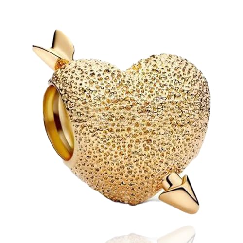 Simphman 925 Sterling Silber Charm Anhänger für Europäischen Armbänder und Halsketten Golden Cupid's Arrow Heart Charm Armband Charm Geburtstag Schmuck Geschenk für Damen Frauen von Simphman