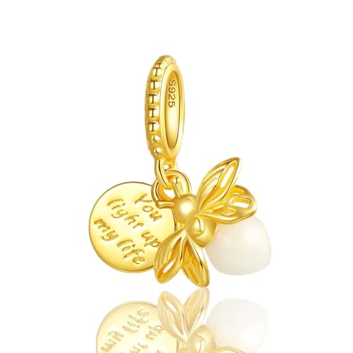 Simphman 925 Sterling Silber Charm Anhänger für Europäischen Armbänder und Halsketten Golden Glow in the Dark Firefly Dangle Charm Armband Charm Geburtstag Schmuck Geschenk für Damen Frauen Simphman 925 Sterling Silber Charm Anhänger für Europäischen Armbänder und Halsketten Golden Glow in the Dark Firefly Dangle Charm Armband Charm Geburtstag Schmuck Geschenk für Damen Frauen von Simphman