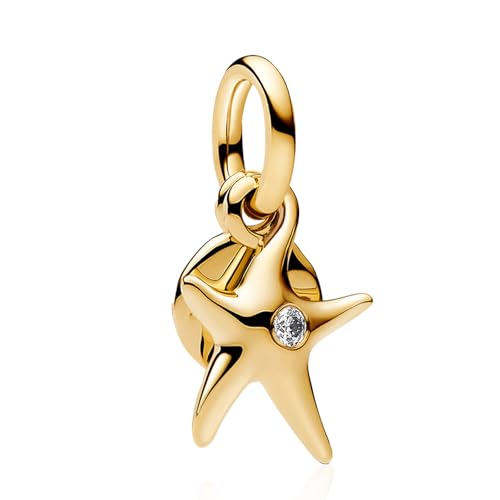 Simphman 925 Sterling Silber Charm Anhänger für Europäischen Armbänder und Halsketten Golden Starfish Double Dangle Charm Armband Charm Geburtstag Schmuck Geschenk für Damen Frauen Simphman 925 Sterling Silber Charm Anhänger für Europäischen Armbänder und Halsketten Golden Starfish Double Dangle Charm Armband Charm Geburtstag Schmuck Geschenk für Damen Frauen von Simphman