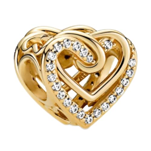 Simphman 925 Sterling Silber Charm Anhänger für Europäischen Armbänder und Halsketten Golden Twisted Heart Charm Armband Charm Geburtstag Schmuck Geschenk für Damen Frauen Simphman 925 Sterling Silber Charm Anhänger für Europäischen Armbänder und Halsketten Golden Twisted Heart Charm Armband Charm Geburtstag Schmuck Geschenk für Damen Frauen von Simphman