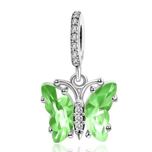 Simphman 925 Sterling Silber Charm Anhänger für Europäischen Armbänder und Halsketten Green Butterfly Dangle Charm Geburtstag Schmuck Geschenk für Damen Frauen von Simphman