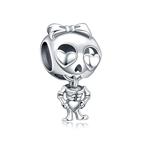 Simphman 925 Sterling Silber Charm Anhänger für Europäischen Armbänder und Halsketten Halloween Bow Skeleton Charm Geburtstag Schmuck Geschenk für Damen Frauen von Simphman